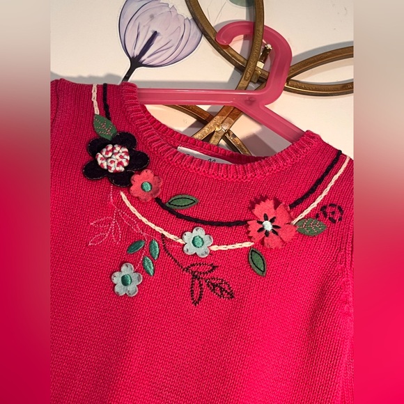 Pink Floral knit Embroidered Dress - Picture 2 of 7